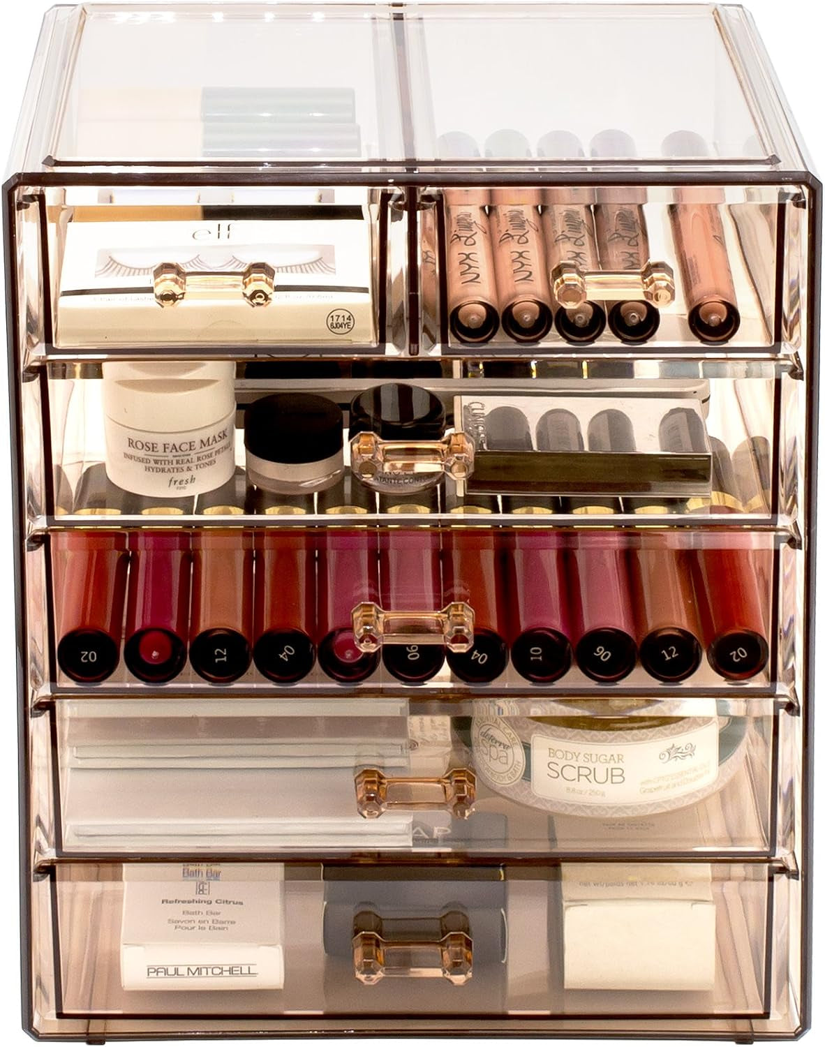 6-Drawer Makeup Organizer with Small & Wide Drawers (Bronze Glow)