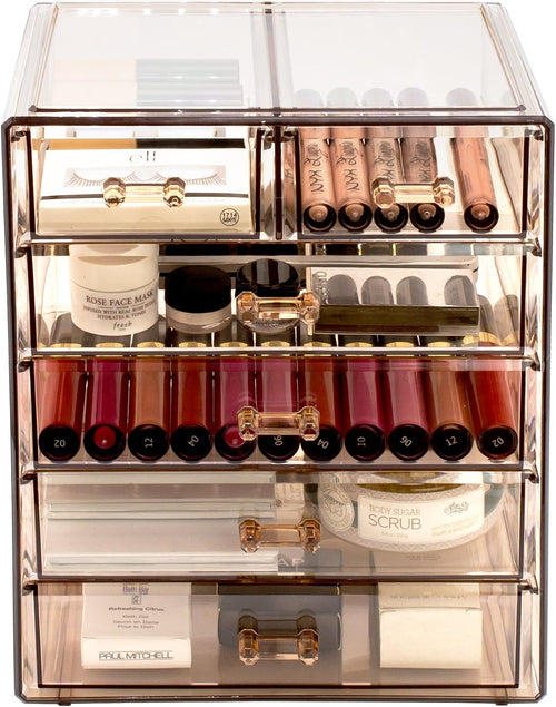 6-Drawer Makeup Organizer with Small & Wide Drawers (Bronze Glow)