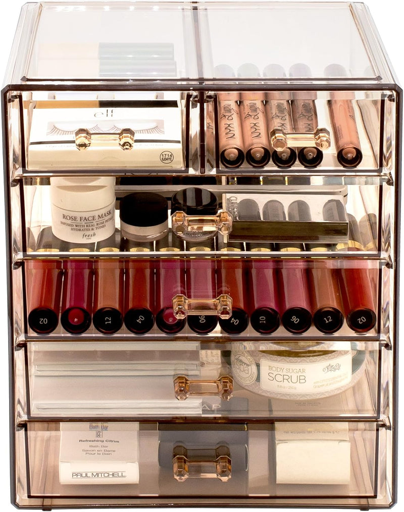 6-Drawer Makeup Organizer with Small & Wide Drawers (Bronze Glow)