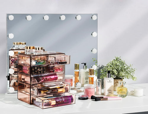 6-Drawer Makeup Organizer with Small & Wide Drawers (Bronze Glow)